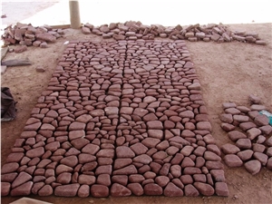 China Red Granite Tumbled Cube Stone