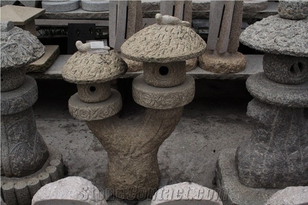 China Rust Granite Garden Lantern Carving, G682 Yellow Granite Garden Lanterns