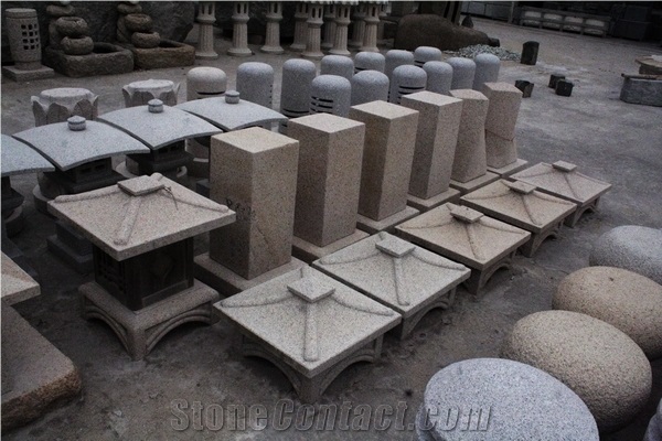 China Rust Granite Garden Lantern Carving, G682 Yellow Granite Garden Lanterns