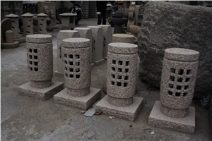 China Rust Granite Garden Lantern Carvings, G682 Yellow Granite Garden Lanterns