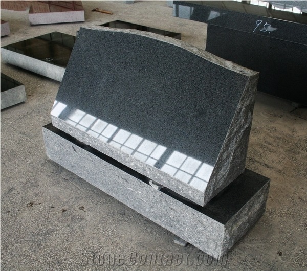 Dark Gray G654 Polished Cemetery Slant Marker Tombstone