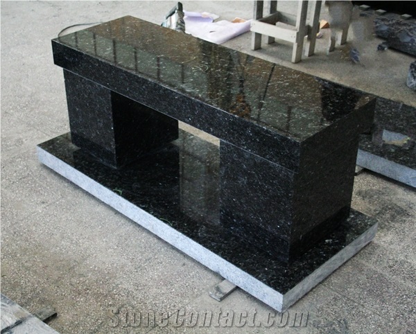 Emerald Pearl Granite Cemetery Bench Tombstone & Monument