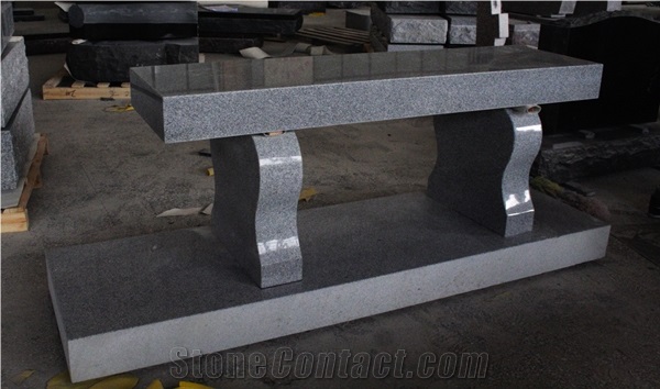 G633 Light Gray Granite Bench Tombstone & Monument