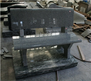 G633 Light Gray Granite Monument & Tombstone Cemetery Bench