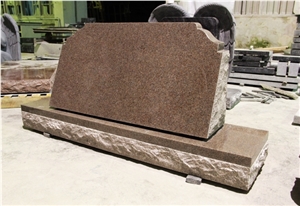 Imperial Rose Granite Polished Cemetery Slant Marker Tombstone