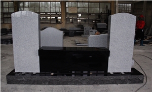 Indian Black & Light Gray G633 Granite Cemetery Monument Bench