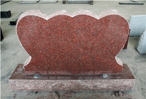 Indian Red American Upright Double Heart Monument & Tombstone