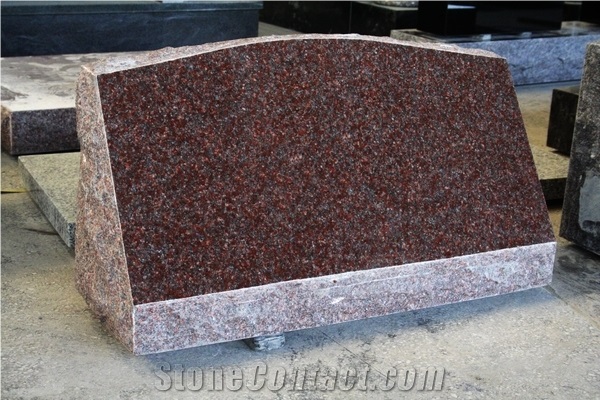 Indian Red Granite Polished Cemetery Slant Marker Tombstone