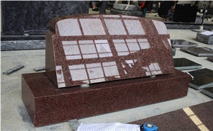 Indian Red Granite Polished Slant Marker Tombstone