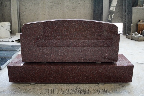 Indian Red Granite Polished Slant Marker Tombstone