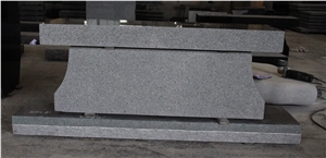 Light Gray G633 Granite Cemetery Bench Monument