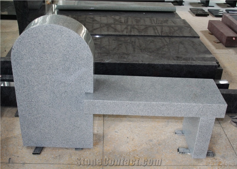 Light Gray G633 Granite Cemetery Bench，Monument & Tombstone Bench