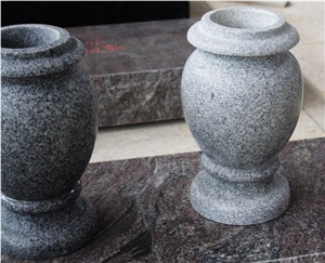 Light Gray G633 Honed Sanded Round Cemetery Vase Light Gray G633 Honed Sanded Round Cemetery Vase