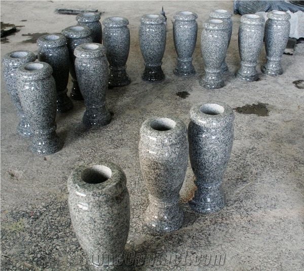 Light Gray G633 Polished Round Monumental Vases