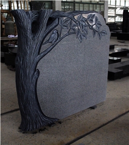 Light Gray G633 Polished Tree Carving Tombstone & Monument
