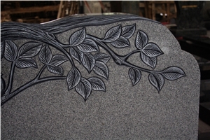 Light Gray G633 Polished Tree Carving Tombstone & Monument