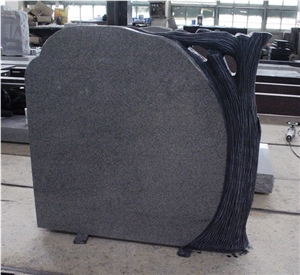 Light Gray G633 Polished Tree Carving Tombstone & Monument