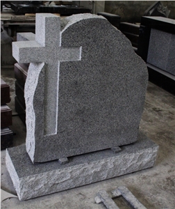 Light Gray G633 Polished Upright Cross Monument & Tombstone