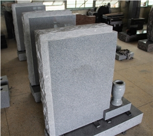 Light Gray G633 Polished Upright Tombstone & Monument