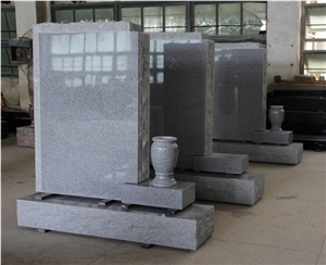 Light Gray G633 Polished Upright Tombstone & Monument