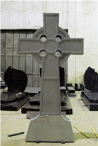 Light Gray G633 Steeled Sanded Upright Cross Monument & Tombstone