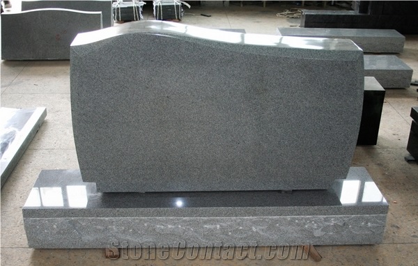 Light Gray Polished Upright Tombstone & Monument