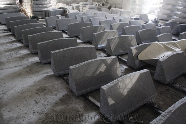 Light Grey G633 Polished Cemetery Slant Marker Monument