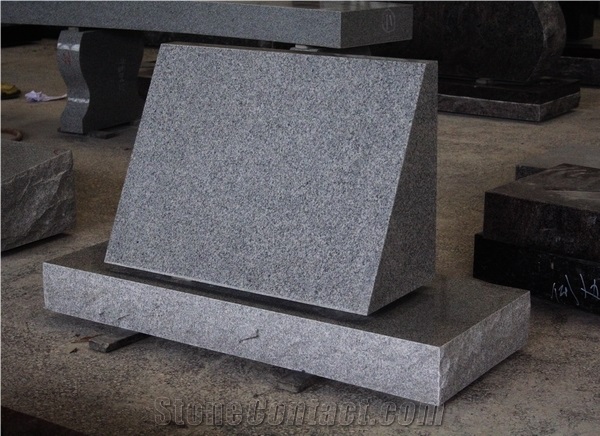 Light Grey G633 Polished Cemetery Slant Marker Tombstone