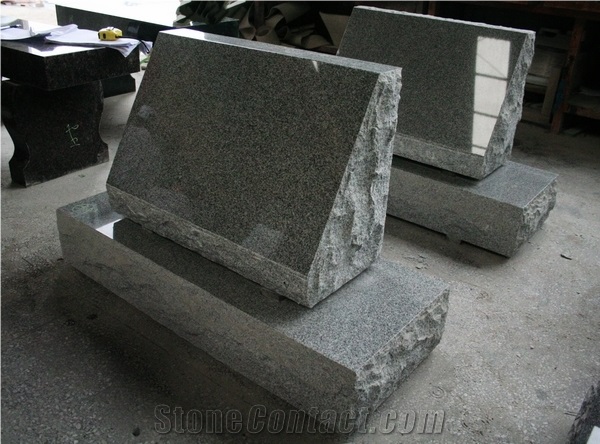Light Grey G633 Polished Slant Marker Tombstone