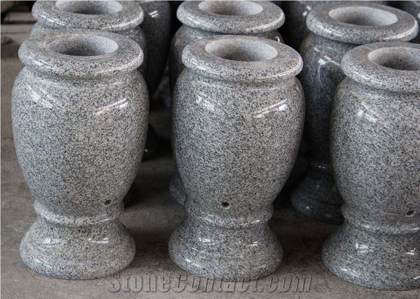 Light Grey G633 Polished Turned Monumental Vases