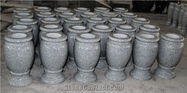 Light Grey G633 Polished Turned Monumental Vases