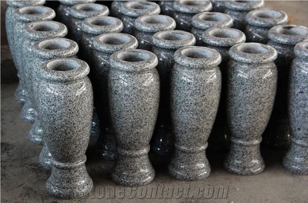Light Grey G633 Polished Turned Monumental Vases