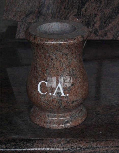 Multicolor Red Granite Polished Round Vase