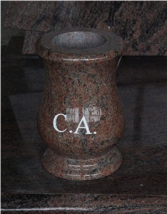 Multicolor Red Granite Polished Round Vase