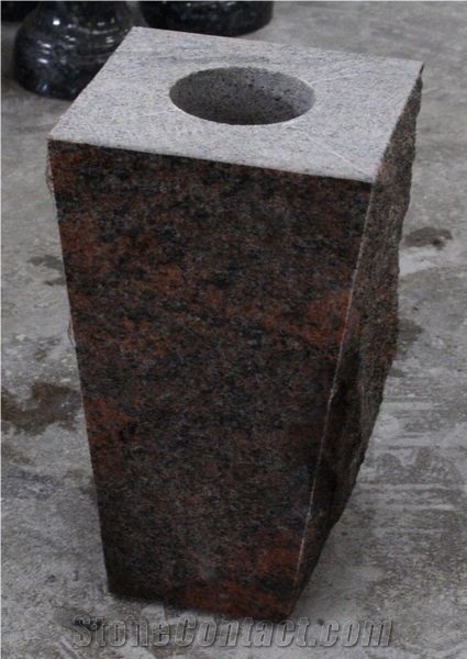Multicolor Red Polished Square Monumental Vase