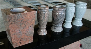 Multicolor Red Polished Square Vases Tombstone & Monument Vase