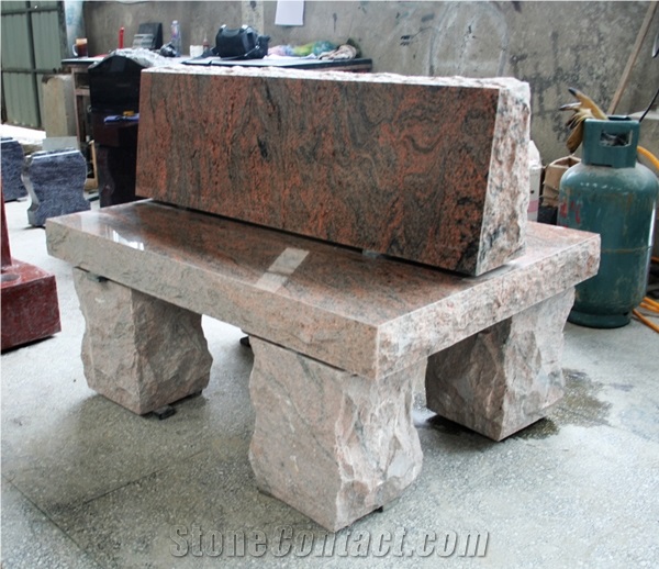 Multicolour Red Granite Monument & Tombstone Cemetery Bench