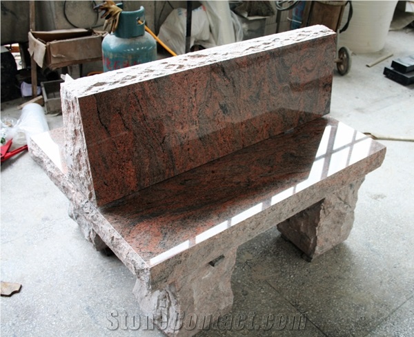 Multicolour Red Granite Monument & Tombstone Cemetery Bench