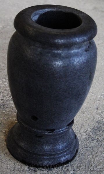 Shanxi Black Honed Round Monumental Vase