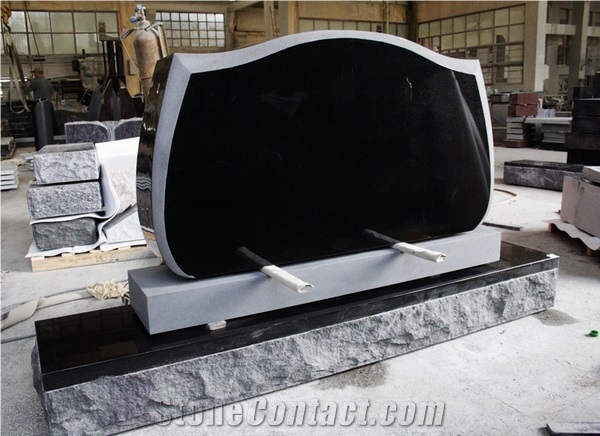 Shanxi Black Polished Upright Tombstone & Monument, Black Granite Monument & Tombstone