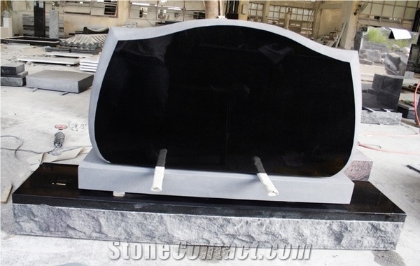 Shanxi Black Polished Upright Tombstone & Monument, Black Granite Monument & Tombstone