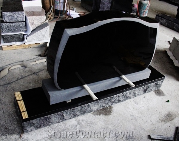 Shanxi Black Polished Upright Tombstone & Monument, Black Granite Monument & Tombstone
