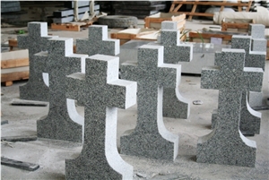 Sierra Gray G603 Polished Cross Tombstone & Monument
