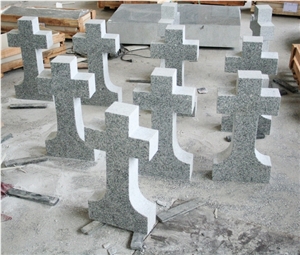Sierra Gray G603 Polished Cross Tombstone & Monument