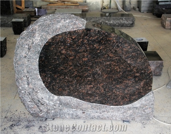 Tan Brown Boulder Polished American Monument & Tombstone