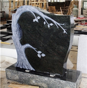 Tropical Green Polished Tree Carving Tombstone & Monument