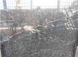 Gold Black Marble Slabs & Tiles, Iran Black Marble