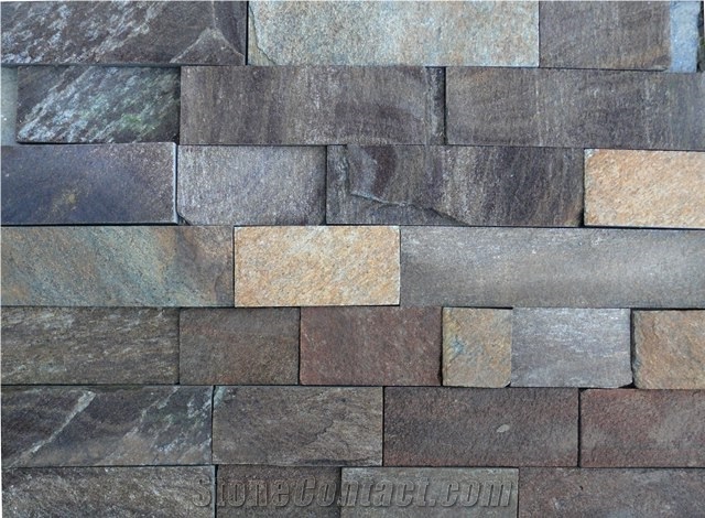 "Shadow - Brown" Gneiss Natural Brick Stone, Cladding