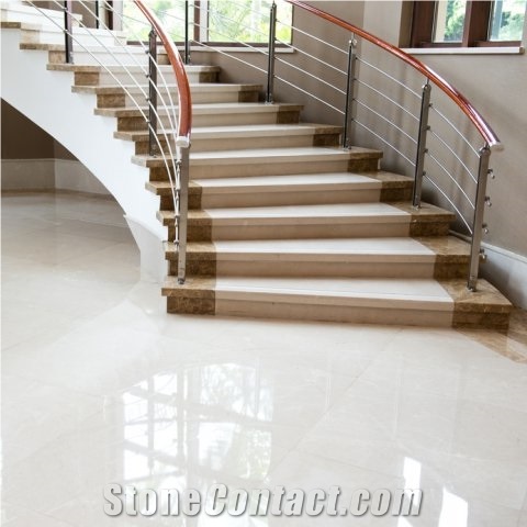 Bianco Perla Marble Staircase and Floors