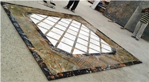 Rain Forest Green Marble Floor Waterjet Medallion